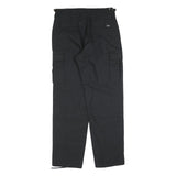 Mens Black Cotton Blend Regular Fit Cargo Trousers W30 L32 Workwear Utility Zip