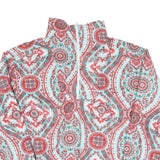 Mens Blue Red White Patterned Pullover Jumper Half Zip Polyester XL Casual