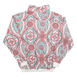 Mens Blue Red White Patterned Pullover Jumper Half Zip Polyester XL Casual