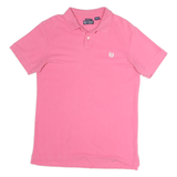 CHAPS Mens Pink Short Sleeve Plain Polo Shirt M Custom Fit Logo Embroidered