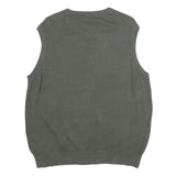 DOCKERS Mens Grey Beige Argyle Cotton Sleeveless V-Neck Jumper L Classic