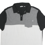 CALVIN KLEIN Mens Black & Grey White Colourblock Short Sleeve Polo Shirt L