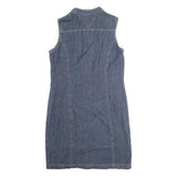 TOMMY JEANS Womens Blue Denim Sleeveless Shirt Dress Cotton Blend S Casual