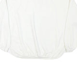 Mens White Sweatshirt Birds Graphic Cotton Blend Collar M Oversized Long Sleeve