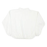 Mens White Sweatshirt Birds Graphic Cotton Blend Collar M Oversized Long Sleeve