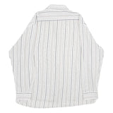 ROYAL CLASS Mens White & Grey Striped Cotton Shirt L Classic Formal Button-Up