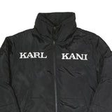 KARL KANI Womens Black Polyester Blend Zip Up Jacket S Woven Casual Urban