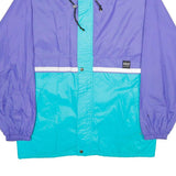 AQUA GUARD Mens Blue & Purple Nylon Jacket L Shell Colourblock Zip