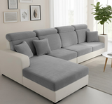 Anyseat L‑Shape Sofa Cover Dark Gray Chenille Polyester Thick Stretchable Cushion Protector for Living Room