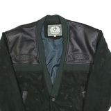 NORTH EAST Mens Black & Dark Green Button Jacket XL Polyester Blend Plain