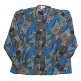 CHRIS JB Womens Blue & Brown Printed Long Sleeve Collared Shirt 2XL Polyester