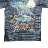 Womens Black Tie Dye Turtle Graphic T-Shirt M Crew Neck Short Sleeve Cotton