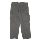 WRANGLER Mens Cotton Blend Grey Relaxed Cargo Trousers W36 L29 Casual Workwear