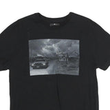 7 FOR ALL MANKIND Mens Black Graphic T-Shirt M Short Sleeve Crew Neck Casual