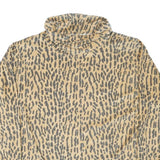 Womens Beige Animal Print High Neck Sweatshirt M Polyester Blend Casual Wear