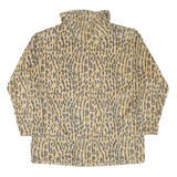 Womens Beige Animal Print High Neck Sweatshirt M Polyester Blend Casual Wear