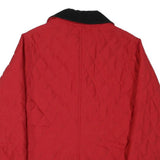 BARBOUR Womens Red Quilted Jacket M Polyester Blend Button Closure Classic