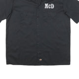 DICKIES Mens Black Work Shirt XL Cotton Blend Button Up with Motivational Print