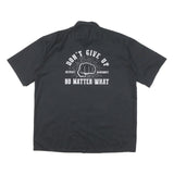 DICKIES Mens Black Work Shirt XL Cotton Blend Button Up with Motivational Print