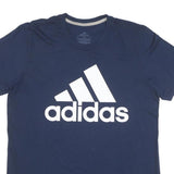 ADIDAS Mens Blue Logo Graphic T-Shirt L Short Sleeve Crew Neck Cotton Blend