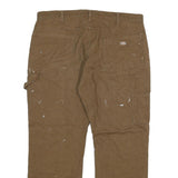 DICKIES Mens Regular Fit Brown Denim Cotton Blend W38 L29 Workwear Trousers