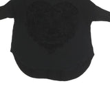 ZARA Womens Black Printed Top 3/4 Sleeve Round Neck Size S Casual Stylish