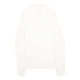 MODA INTERNATIONAL Womens White Plain Cotton Jumper Crew Neck Rib Knit S