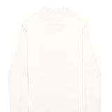 MODA INTERNATIONAL Womens White Plain Cotton Jumper Crew Neck Rib Knit S