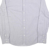 WRANGLER Mens Blue & White Striped Cotton Blend Shirt L Button Down Collar Long