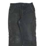 CARHARTT Mens Relaxed Black Cotton Blend Trousers W32 L30 Workwear Zip Closure