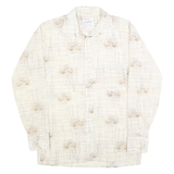 ARROW Mens Cream Patterned Shirt M Cotton Blend Classic Fit Casual Button Down