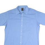 TORRERO Mens Blue Cotton Shirt M Button Front Casual Short Sleeve Lightweight