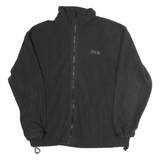 FILA Mens Black Zip Jacket L Polyester Plain Zip Closure Comfort Fit