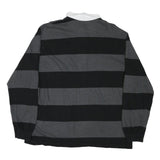 CHARLES RIVER Mens Black & Grey Striped Long Sleeve Polo Shirt XL Life U