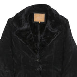SCORPIO Womens Black Faux Fur Jacket S Polyester Blend Button Closure Classic