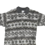 NEW TAST Mens Grey Black Patterned Short Sleeve Polo Shirt S Cotton Blend Casual