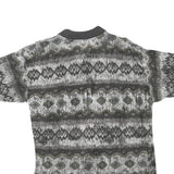 NEW TAST Mens Grey Black Patterned Short Sleeve Polo Shirt S Cotton Blend Casual