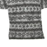 NEW TAST Mens Grey Black Patterned Short Sleeve Polo Shirt S Cotton Blend Casual