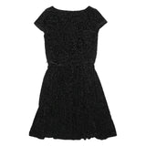 LAUREN RALPH LAUREN Womens Black Polyester Blend Fit & Flare Velvet Floral Knee