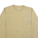 CARHARTT Mens Beige Long Sleeve Crew Neck Pocket T-Shirt M Cotton Blend