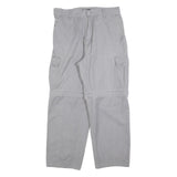 LETS GO Mens Cotton Blend Grey Relaxed Straight Leg Trousers W32 L27 Cargo