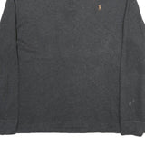 POLO RALPH LAUREN Mens Grey Jumper Plain 1/4 Zip Basic Knit L Cotton Casual Top