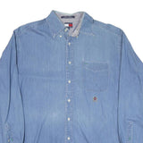 TOMMY HILFIGER Mens Blue Denim Shirt L Cotton Blend Casual Button-Down Long