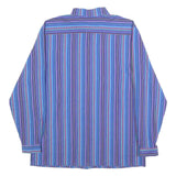 Womens Blue & Purple Striped Cotton Blend Shirt M Long Sleeve Button Up Relaxed