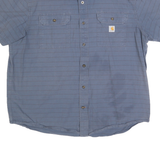 CARHARTT Mens Blue Striped Workwear Shirt XL Cotton Relaxed Fit Casual Short