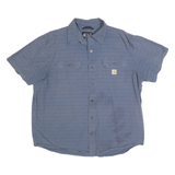 CARHARTT Mens Blue Striped Workwear Shirt XL Cotton Relaxed Fit Casual Short