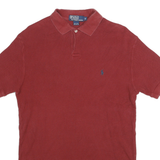 POLO RALPH LAUREN Mens Red Short Sleeve Plain S Polo Shirt Cotton Casual