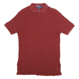 POLO RALPH LAUREN Mens Red Short Sleeve Plain S Polo Shirt Cotton Casual