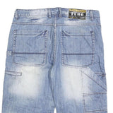 FLAG Mens Denim Blue Casual Shorts XL W39 Faded Look Distressed Style