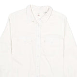 LEVI'S Womens White & Cream Cotton Blend Shirt L Casual Classic Button Up